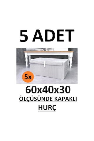 Daisyhome 5 Adet Kapaklı Kutu Hurç Mega Boy 60 40 30 Çok Amaçlı Kutu Hurç