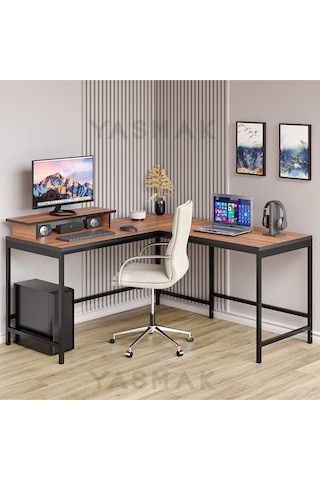 Ceviz L Tipi Çalışma Oyun Masası 270-c Dıştan Dışa 150x150 Gelmektedir Ceviz