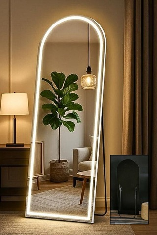 Led Işıklı Ayaklı Boy Aynası 60x160 Siyah