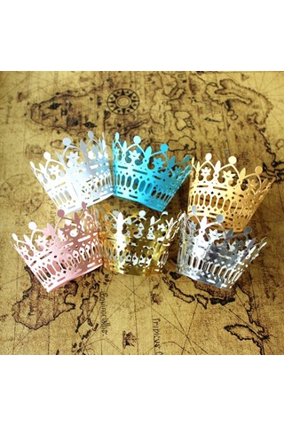 Suntek 50 Adet Lazer Kesim Taç Tema Cupcake Sarmalayıcılar