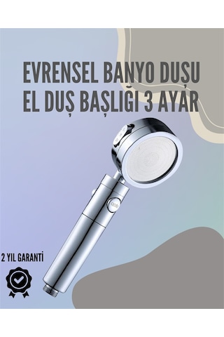 Paslanmaz Çelik Çok Fonksiyonlu El Duş Başlığı - 3 Modlu Püskürtme Seçeneği