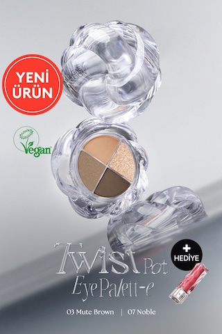 Muzıgae Mansıon Twist Pot Eye Palette 4'lü Far Paleti + Mini Boy Icy Glow Set 03 Mute Brown