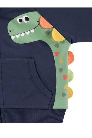 Civil Baby Dinozor Baskılı 6-18 Ay Hırka - Mavi Koyu İndigo
