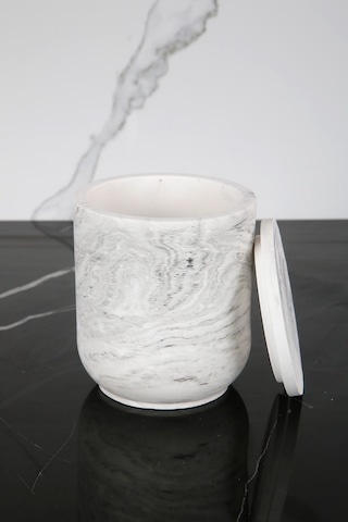 Mermer Desenli Beton Pamukluk Kapaklı Kutu Dekoratif Kutu Siyah Beyaz