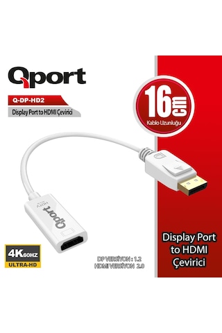 Qport Q-dp-hd2 Dısplay Portundan Hdmı 4k 60hz Cevirici