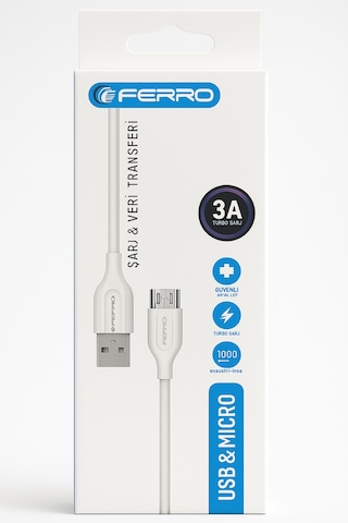 Ferro Fc-14 Usb & Micro Hızlı Şarj Ve Data Kablosu 3.0 Amper