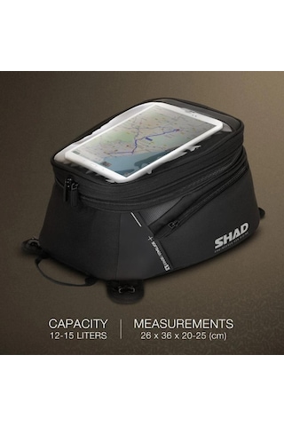 Shad Sl20 Motosiklet Depo Üstü Çanta Mıknatıslı Bağlantı 12-15 Litre X0sl201f Siyah