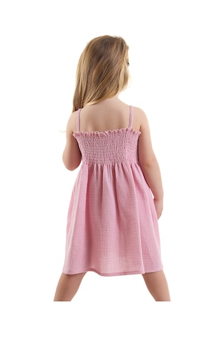 Denokids Çiçekli Gülkurusu Kız Bebek Çocuk Müslin Elbise Çok Renkli