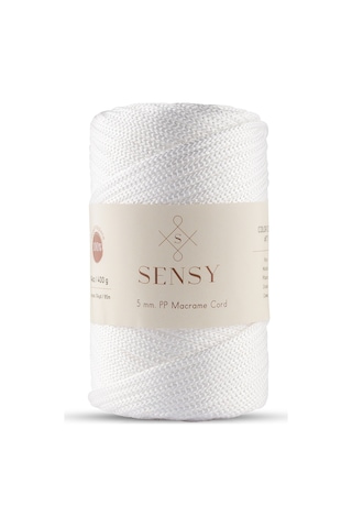Sensy 5 Mm - 400 Gr Polyester Makrome Ipi Beyaz 95 M Polyester Makrome Ip Supla Ip Ve Çanta Ipliği