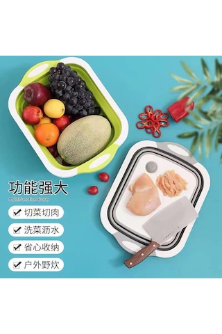 Teltree Katlanır Mutfak Tezgahı - Pratik Kesme Tahtası Ve Süzgeçli Lavabo Sepeti