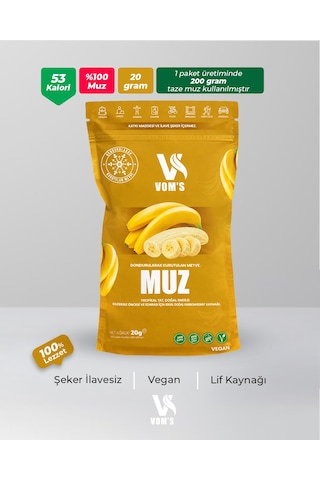 Voms Dondurularak Kurutulmuş Meyve Cipsi - Freeze Dried Muz 20gr 20 G