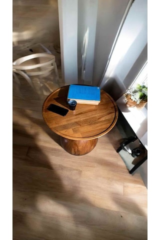 Wood Decorative Tekli Mantar Sehpa Ahşap Orta Sehpa, Tik Ağacı