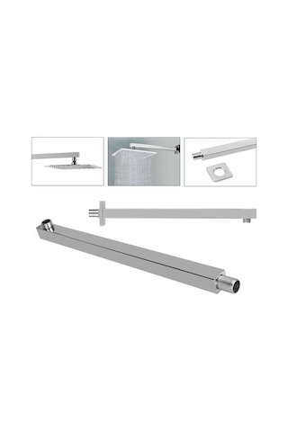 Gajeena Stainless Steel Duş Genişletme Kolu 16" - Duvar Montajlı, Paslanmaz Çelik, Kolay Kurulum, Modern Banyo - 1/2" Dişli, Chrome Finish Gümüş