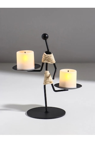 Simalend Mum İçin Metal Figürlü Şamdan 458077852 Siyah