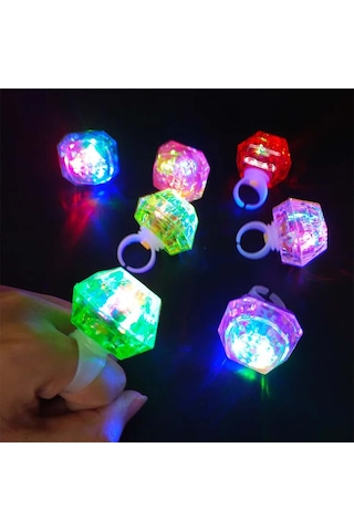Tasarımlı Led Glow Işıklı 3 Modlu Gümüş Yüzük 3.5 X 5 Cm