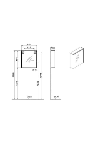 VitrA Core 60cm Aydınlatmalı Dolaplı Ayna 66910 Krom