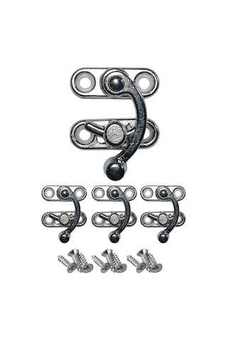 Küçük Yay Gözü Kancalı Kilit Nikel 4 Adet Kutu Sandık ve Kapak Klipsi 20x24 mm