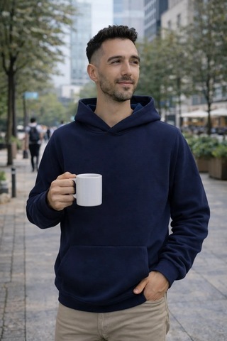 Luxic Core Oversize Erkek Kapüşonlu Sweatshirt Geniş Kalıp, Rahat Kesim, Günlük Ve Şık Kullanım Lacivert