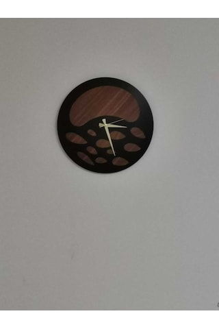 Nova Model Ahşap Duvar Saati 50 X 50 Cm Sessiz Mekanizma Siyah Ceviz Renk