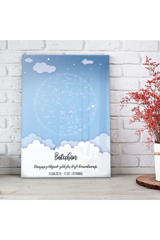 Decorita Gökyüzü Haritası | Yeni Doğan Hediyesi - Cam Tablo