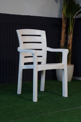 Alezy Didim İstiflenebilir Bahçe Balkon Koltuk Sandalye 6 Adet Beyaz