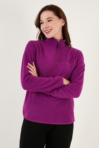 Lela Slim Fit Yumuşak Dokulu Anti-Pilling Tüylenme Yapmayan Yarım Fermuarlı Bayan Polar 5907000 Mor