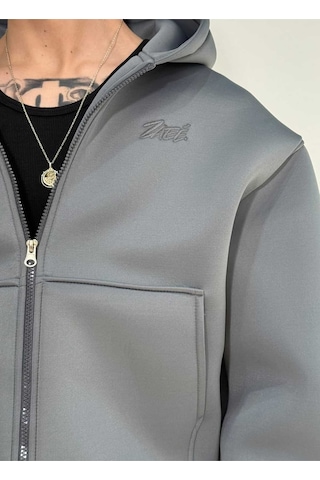Zaee Oversize Scuba Zipp Hoodie Füme