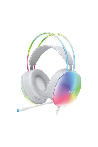 Masaüstü Ses Beyaz Ekipman Xo Ge11 50 Mm Rgb Işıklı Mikrofonlu Kablolu Oyuncu Kulaklığı