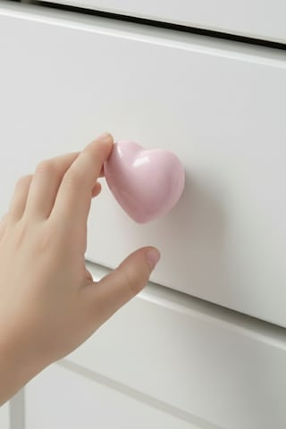 5 Adet Porselen Çocuk Odası Pembe Kalp Mobilya Kulpu Seramik Çekmece Dolap Düğmesi 55x45 MM Pembe