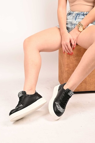 Bestello Bağcıklı Termo Taban Hakiki Deri Sneaker Ayakkabı 101-farbı-52 Kadın Ayakkabı Siyah