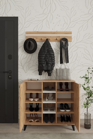 Akasya 2 Kapaklı Ayakkabılık, Vestiyer, Portmanto, Askılık, 90 Cm, Atlantik Çam - Beyaz Atlantik Çam - Beyaz
