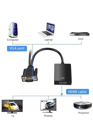 Fully G-537k Vga To Hdmı Çevirici Adaptör Ses Girişli-81193