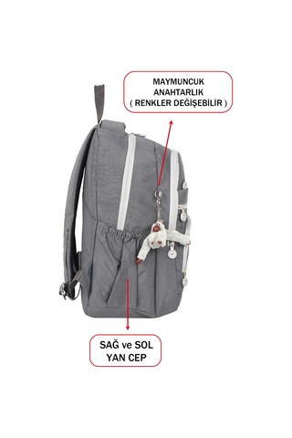 Dada Okul Sırt Çantası Gri Ortaokul Lise Geniş İç Hacim Ortopedik Su Geçirmez Kumaş Gri