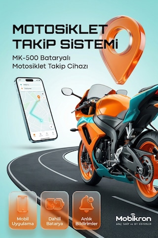 Mk-500-1 Motosiklet Gps Takip Cihazı 2026 - Mıknatıslı Kablosuz Akü Bitirmez 24 Ay Hat Dahil Şarjlı