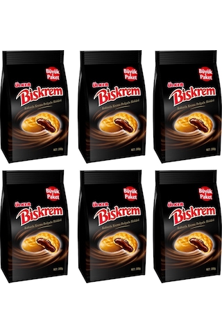 Ülker Biskrem Kakaolu Krema Dolgulu Bisküvi 6 x 200 G