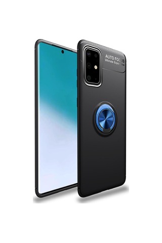 Samsung Uyumlu Galaxy A71 Kılıf Zore Ravel Silikon Kapak Siyah-Mavi