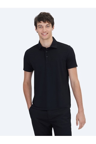 Siyah Düz Polo Yaka T-shirt Siyah