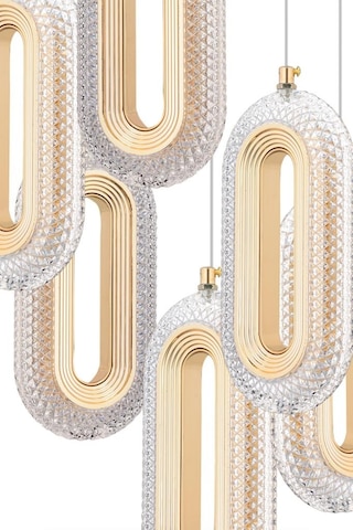 İstanbul Avize Alfa 6'li Gold Kristal Taşlı Avize Gold