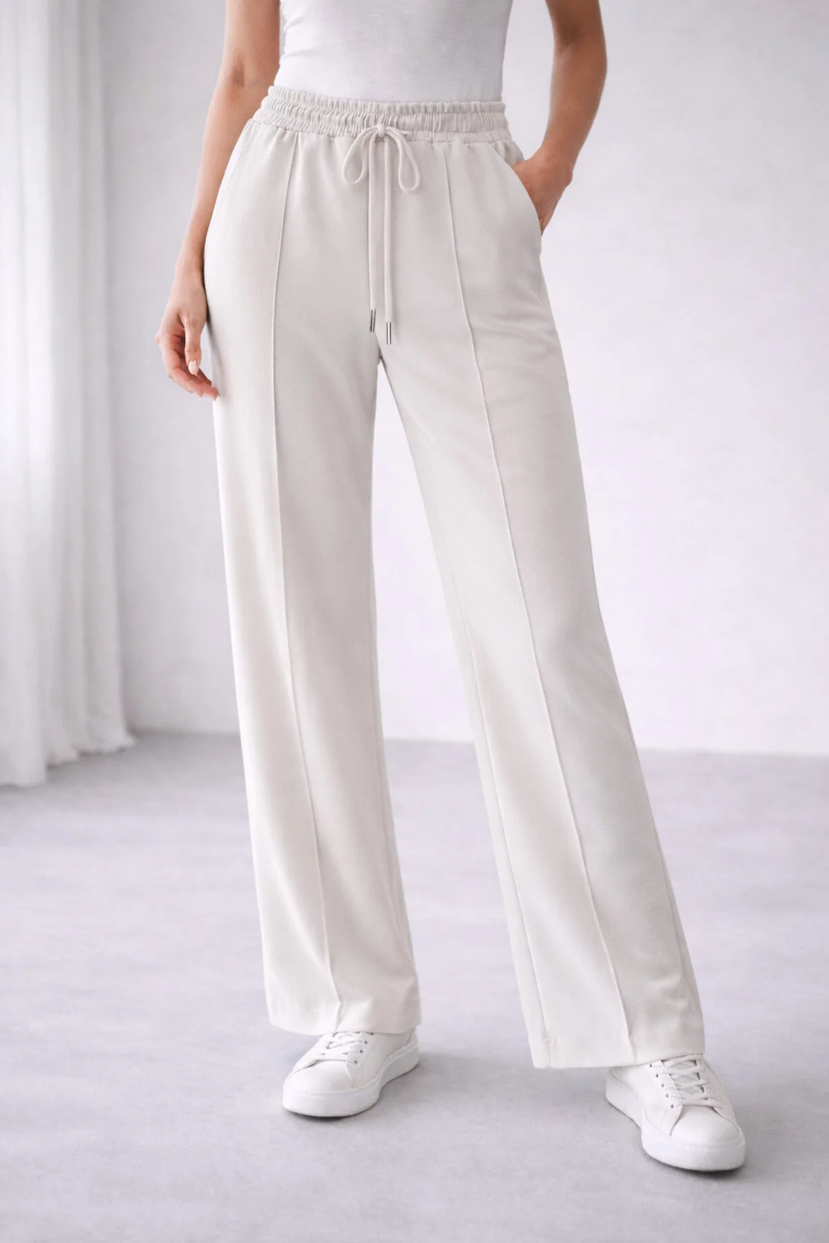Sıempre Kadın Modal Dikiş Detaylı Relaxed Pantolon Bej