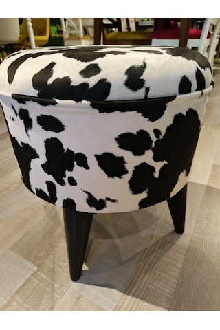 Mercan Mobilya Leopar Desen Bench Puf 43/42 Siyah Ayak Beyaz