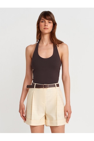 Dilvin 21052 Halter Yaka Top-koyu Kahve Koyu Kahve