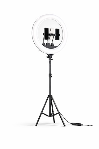 22 Inç Ring Light Mega Boy Döküm Ayaklı Kuaför Makyaj Işığı Youtube Canlı Yayın Led Halka Lüx Siyah