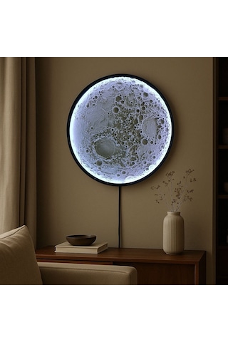 Lunar Crater 3d Ay Lamba - 30 Cm Duvar Tipi Aydınlatma Beyaz