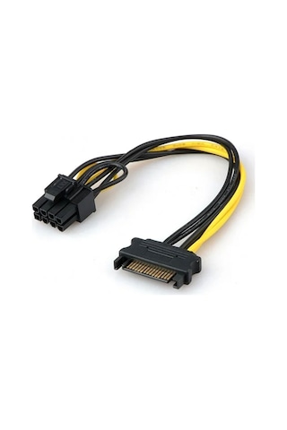 Sata 15 Pin Erkek Power To 8 Pin 6+2 Pcıe Power Kablosu 20cm