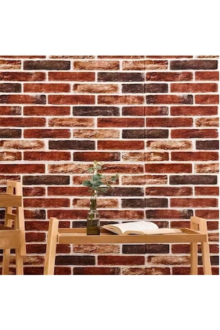 Kendinden Yapışkanlı Çok Renkli Taş Tuğla Desen Salon Ofis Duvar Kağıdı Paneli 70x35cm 1 Adet W149
