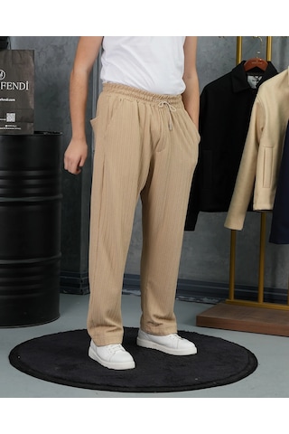 Modefendi Örgülü Model Baggy Kesim Jogger İpli Pantolon Bej
