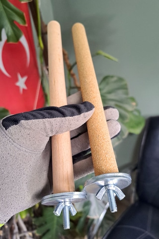 Vixpet Doğal Ahşap Papağan Tünek & Pedikür Kumlu Tünek – Ayak Bakımı ve Tüneme İçin | 25 cm - 18 mm
