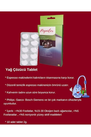 Bosch Siemens Kahve Makinesi İle Uyumlu Temizleyici Tablet 10'lu
