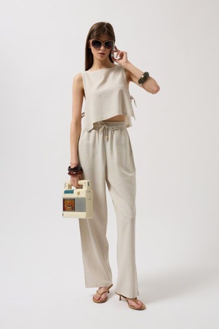 Yandan Bağlamalı Crop Bluz Altın