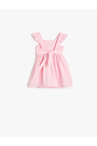 Koton Elbise Kelebek Kollu Beli Bağcıklı Pamuklu Pembe 5smg80026aw Gül